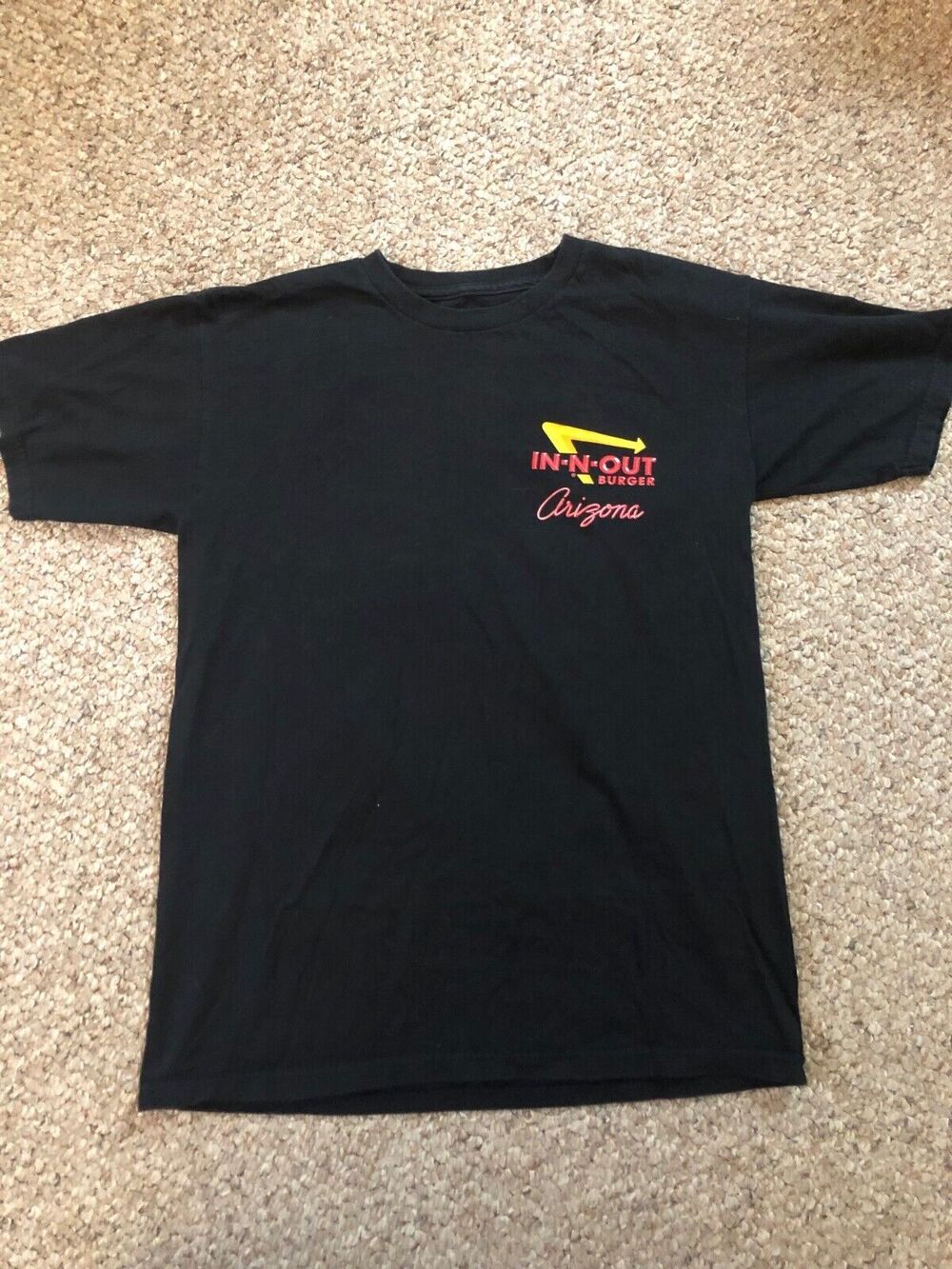 IN-N-OUT BURGER DOUBLE SIDED GRAPHIC T-SHIRT BLACK 40S 50S MUSCLE CAR CALI Small